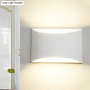 Minimalist off white led wall light bedroom curved metal sconce
