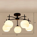 Minimalist opal glass black chandelier living room light