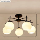 Minimalist opal glass black chandelier living room light