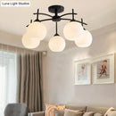 Minimalist opal glass black chandelier living room light