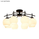 Minimalist opal glass black chandelier living room light