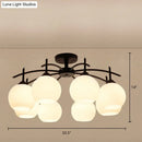 Minimalist opal glass black chandelier living room light