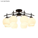 Minimalist opal glass black chandelier living room light