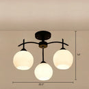 Minimalist opal glass black chandelier living room light