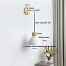 Minimalist ribbed ceramic led wall lamp bedroom wood decor