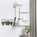 Minimalist ribbed ceramic led wall lamp bedroom wood decor