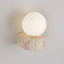 Minimalist stone and glass lampshade wall light for bedroom decor