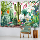 Minimalist teal cactus tropical plant tapestry children’s room decor