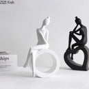 Minimalist white abstract figures sculpture living room decor
