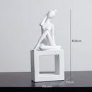 Minimalist white abstract figures sculpture living room decor