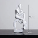 Minimalist white abstract figures sculpture living room decor