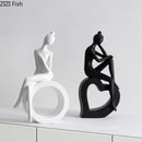 Minimalist white abstract figures sculpture living room decor
