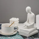 Minimalist white abstract people resin statue set living room decor