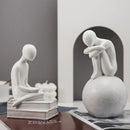 Minimalist white abstract people resin statue set living room decor