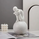 Minimalist white abstract people resin statue set living room decor