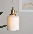 Minimalist white and black glass pendant light for bedroom