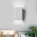 Minimalist white and brass wall lamp bedroom cube shade sconce