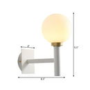 DecorBites™ Minimalist Metal-Armed Wall Lamp with Opal Glass Shade - White Sconce Light Fixture (1 Bulb)