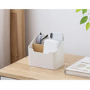 Minimalist white and wood office supplies storage rack office
