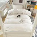Minimalist white buttoned washed cotton bedding set bedroom duvet