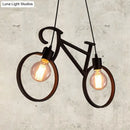 Minimalist white city bike pendant light for kids room open bulb design