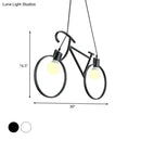 Minimalist white city bike pendant light for kids room open bulb design