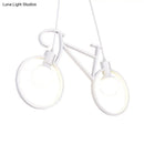Minimalist white city bike pendant light for kids room open bulb design