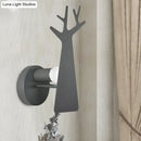 Minimalist white deer tree wall mount light bedroom sconce