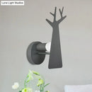 Minimalist white deer tree wall mount light bedroom sconce