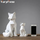 Minimalist white geometric fox sculpture living room decor