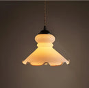 Minimalist white glass pendant light for dining room