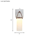 Minimalist white glass wall light with leather strap for bedroom