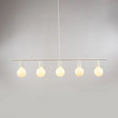 DecorBites™ Contemporary Linear Metal Island Lighting with 5 Bulbs - White/Gold Finish Ceiling Lamp for Dining Room