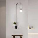 Minimalist white gooseneck wall sconce with shelf bedroom wall light
