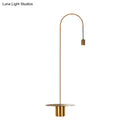 Minimalist white gooseneck wall sconce with shelf bedroom wall light
