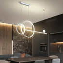 DecorBites™ Sleek Ring and Linear LED Hanging Lamp: Minimalistic Metal Chandelier for Dining Rooms and Islands