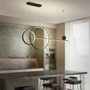 DecorBites™ Sleek Ring and Linear LED Hanging Lamp: Minimalistic Metal Chandelier for Dining Rooms and Islands