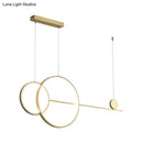 DecorBites™ Sleek Ring and Linear LED Hanging Lamp: Minimalistic Metal Chandelier for Dining Rooms and Islands