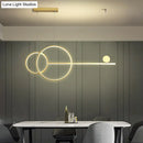 DecorBites™ Sleek Ring and Linear LED Hanging Lamp: Minimalistic Metal Chandelier for Dining Rooms and Islands