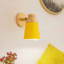 Minimalist white metal barrel wall lamp – living room wood sconce