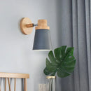 Minimalist white metal barrel wall lamp – living room wood sconce