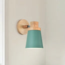 Minimalist white metal barrel wall lamp – living room wood sconce