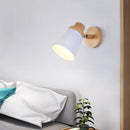 Minimalist white metal barrel wall lamp – living room wood sconce