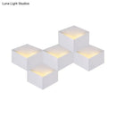 Minimalist white metallic geometric wall mount light for corridor