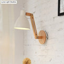 Minimalist white swing arm wall light bedroom iron dome lamp
