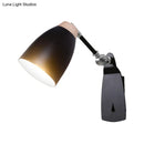 Minimalist white tapered wall light with wood accents – study desk lamp