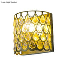Minimalist white wall lamp with clear crystal teardrop for bedroom