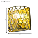 Minimalist white wall lamp with clear crystal teardrop for bedroom
