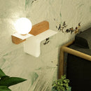 Minimalist white wall lamp with frosted glass shelf for bedroom