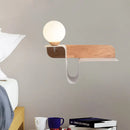 Minimalist white wall lamp with frosted glass shelf for bedroom